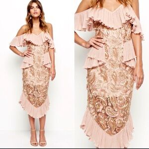 Alice McCall metallic paisley ruffle dress size 8